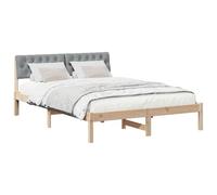 vidaXL Estructura de Cama Marrón y Gris Claro 140 x 200 cm, Cama Moderna, Estructura Rectangular de Madera, diseño ahorrador de Espacio, cabecera Minimalista, Sistema de Listones
