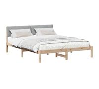 vidaXL Estructura de Cama Marrón y Gris Claro 160 x 200 cm, Cama Moderna, Estructura Rectangular de Madera, diseño ahorrador de Espacio, cabecera Minimalista, Sistema de Listones