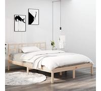 vidaXL Estructura de Cama Matrimonial Somier Dormitorio Base Habitación Muebles Mobiliario Hogar Cuarto Descanso Madera Maciza 135x190 cm