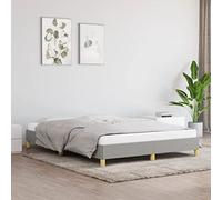 vidaXL Estructura de Cama Matrimonial Somier Tapizado Dormitorio Base Habitación Muebles Mobiliario Hogar Cuarto Descanso Tela Gris Claro 160x200 cm