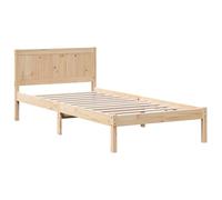 vidaXL Estructura de Cama Minimalista de Madera de Pino para 1 Persona | Acabado Natural 90 X 200 cm Montaje Fácil Muebles para Dormitorio Interior Compacto Durable