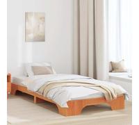 vidaXL Estructura de Cama Minimalista de Madera de Pino Sólido | 100 x 200cm Color Marrón Cera Diseño Robusto para Adultos Ideal para Dormitorios y Habitaciones de Huéspedes - Estilo Esencial, Mueble