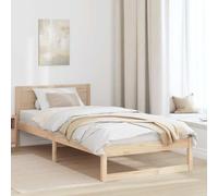 vidaXL Estructura de Cama Minimalista Individual Natural de Madera Maciza de Pino, Diseño Resistente y Amplio Almacenamiento, Ideal para Habitaciones de Huéspedes y Muebles de Dormitorio