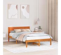 vidaXL Estructura de Cama Marrón Encerada Madera de Pino Macizo 140 x 190 cm