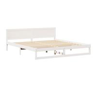 vidaXL Estructura de Cama Minimalista Tamaño Doble Blanca de Madera de Pino Sólido Construcción Duradera con Amplio Espacio de Almacenamiento Muebles de Dormitorio Interior Diseño Mode