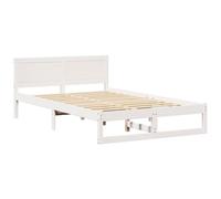 vidaXL Estructura de Cama Minimalista Tamaño Queen Blanca Madera Maciza Construcción Duradera Amplio Espacio de Almacenamiento Ideal para Dormitorio Diseño Interior Estiloso Cama Contemporánea Simpl