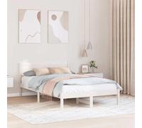 vidaXL Estructura de Cama Moderna Blanca de Madera Sólida para Uso Individual | Acabado Mate 140 X 190 cm Montaje Fácil Muebles para Dormitorio Acogedores y Elegantes