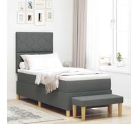 vidaXL Estructura de Cama Moderna con colchón de Espuma Color Gris Oscuro 80 X 200 cm construcción de Madera Duradera diseño ergonómico para Confort Montaje requerido Muebles de Dormitorio Protector