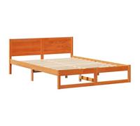 vidaXL Estructura de Cama Marrón Encerado Madera 140 x 200 cm Simple