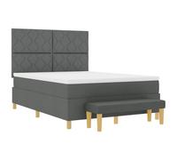 vidaXL Cama con Somier y Colchón Gris Oscuro 140x200 cm Tela