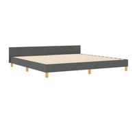 vidaXL Estructura de Cama Moderna Tapizada Gris Oscuro Tamaño Queen 200 X cm Diseño con Respaldo de Botones Construcción de Madera Sólida Uso Interior Muebles de Dormitorio Contemporáneo