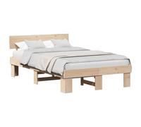 vidaXL Cama de Madera de Pino Sólido 135 x 190cm. Diseño Moderno en Color Marrón. Super Resistente para Uso en Interior. Compatible con Diferentes Tipos de Colchones. Montaje Sencillo. Ideal para Do
