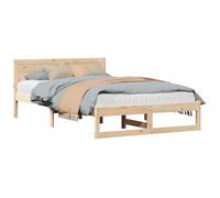 vidaXL Estructura de Cama Natural 135 x 190 cm Madera de Pino Macizo, Cama Rectangular Moderna, Diseño en Madera de Pino, Muebles Minimalistas, Solución Chic para Dormir