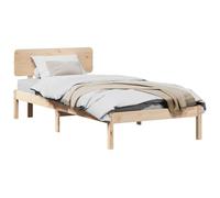 vidaXL Cama Plataforma con Cabecero 90 x 190 cm de Madera Maciza de Pino - Duradera, Diseño Minimalista, Ahorra Espacio, Muebles de Dormitorio Interior Elegantes y Resistentes para Adultos