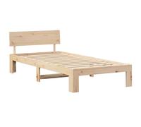 vidaXL Estructura de Cama con cabecera 90X200 cm Madera de Pino Estilo Minimalista solución de Almacenamiento Interior Individual sin Box Spring Cama de Plataforma Moderna Resistente