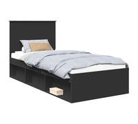 vidaXL Estructura de Cama Negro 100 x 200 cm Madera de Pino Macizo, Dormitorio, Rectangular, Moderno, Duradero, Muebles, Ecológico, Elegante, Cómodo, para un Espacio Contemporáneo