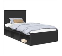 vidaXL Estructura de Cama Negro 100 x 200 cm Madera de Pino Macizo, Iluminación Moderna Rectangular, Muebles Elegantes, decoración Elegante, Ropa de Cama cómoda