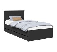 vidaXL Estructura de Cama Negro 100 x 200 cm Madera Ingenieril, Cama Moderna, diseño Minimalista, Mueble Rectangular, Pieza Funcional, Almacenamiento Oculto, solución para Dormir