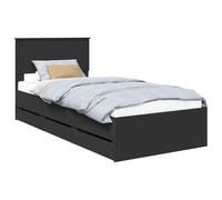 vidaXL Estructura de Cama Negro 100 x 200 cm Madera Ingenieril, Cama Moderna, Marco Rectangular, almacén Oculto, Simple, Muebles Interiores, decoración de Dormitorio, Estilo Minimalista