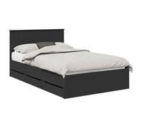 vidaXL Estructura de cama 120 x 190 cm Negro Madera ingenieril Moderna con almacenamiento oculto