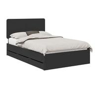 vidaXL Estructura de Cama Negro 120 x 200 cm Madera Ingenieril, Elegante Marco de Cama Rectangular, Mueble Moderno, Almacenamiento Funcional, Madera con cajones Ocultos