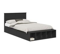vidaXL Estructura de Cama Negro 135 x 190 cm Madera contrachapada, Base de Cama Moderna, Almacenamiento Elegante, diseño Minimalista, Compartimentos amplios, Ahorra Espacio