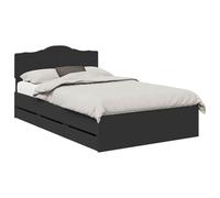 vidaXL Estructura de Cama Negro 135 x 190 cm Madera Ingenieril, Dormitorio, Rectangular, Diseño Moderno para Espacios Elegantes, con Soluciones de Almacenamiento Integradas, Paleta de Colores Relajan