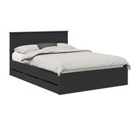 vidaXL Estructura de Cama Negro 140 x 190 cm Madera Ingenieril, Cama Moderna, diseño Minimalista, Mueble Rectangular, Pieza Funcional, Almacenamiento Oculto, solución para Dormir