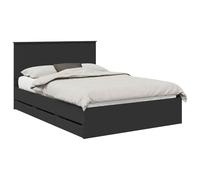 vidaXL Estructura de cama 140x200 cm Negro, madera ingenieril, base rectangular, diseño elegante
