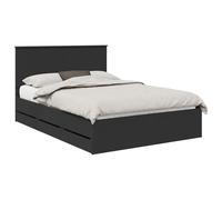 vidaXL Estructura de Cama Negro 140 x 200 cm Madera Ingenieril, Juego de Dormitorio Moderno, Estructura de Cama contemporánea, Muebles Elegantes, Soporte ergonómico del colchón