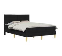 vidaXL Estructura de Cama Negro 140 x 200 cm Poliéster, Configuración Moderna de Dormitorio, Marco de Cama Durable, Soporte de colchón de Espuma Rectangular, Muebles contemporáneos estilosos