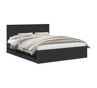 vidaXL Estructura de Cama Negro 160 x 200 cm Madera Ingenieril, Cama Moderna, diseño Minimalista, Mueble Rectangular, Pieza Funcional, Almacenamiento Oculto, solución para Dormir