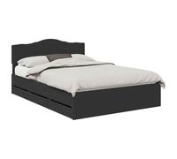 vidaXL Estructura de Cama Negro 160 x 200 cm Madera Ingenieril, Dormitorio, Rectangular, Diseño Moderno para Espacios Elegantes, con Soluciones de Almacenamiento Integradas, Paleta de Colores Relajan