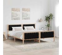 vidaXL Estructura de Cama Negro 180 x 200 cm Madera de Pino Macizo, Dormitorio Moderno, Muebles Elegantes, Cama Rectangular, cabecera Acolchada, Madera de Pino, solución cómoda para Dormir