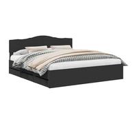vidaXL Estructura de Cama Negro 180 x 200 cm Madera Ingenieril, Dormitorio, Rectangular, Diseño Moderno para Espacios Elegantes, con Soluciones de Almacenamiento Integradas, Paleta de Colores Relajan