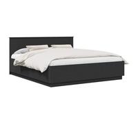 vidaXL Estructura de Cama Negro 200 x 200 cm Madera de ingeniería, Juego de Muebles para Dormitorio Moderno, Diseño Rectangular, Materiales Duraderos, Incluye Puertos USB para Carga Conveniente