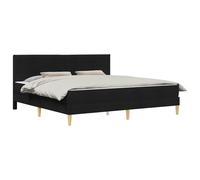 vidaXL Estructura de Cama Negro 200 x 200 cm Poliéster, Dormitorio, Marco de Cama Moderno con cabecero de Pared, Soporte sólido para Dormir, eficiente en Espacio, tapicería de Tela Suave