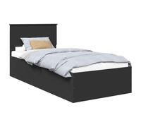 vidaXL Estructura de Cama Negro 75 x 190 cm Madera de ingeniería, Cama Moderna Elegante, Madera Resistente, Base listonada con Estilo, diseño Minimalista, Dormitorio