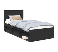 vidaXL Estructura de Cama Negro 75 x 190 cm Madera de ingeniería, Dormitorio Moderno, Diseño Rectangular con Materiales Duraderos para una Decoración del Hogar Estilosa y Funcional, para Cualquier Es
