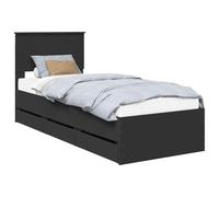 vidaXL Estructura de Cama Negro 75 x 190 cm Madera Ingenieril, Cama Moderna, diseño Minimalista, Mueble Rectangular, Pieza Funcional, Almacenamiento Oculto, solución para Dormir
