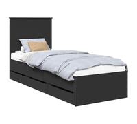 vidaXL Estructura de Cama Negro 75 x 190 cm Madera Ingenieril, Juego de Dormitorio Moderno, Estructura de Cama contemporánea, Muebles Elegantes, Soporte ergonómico del colchón