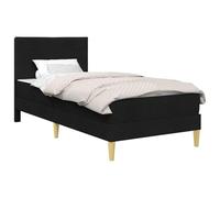vidaXL Estructura de Cama Negro 80 x 200 cm Poliéster, Dormitorio, Marco de Cama Moderno con cabecero de Pared, Soporte sólido para Dormir, eficiente en Espacio, tapicería de Tela Suave