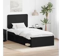 vidaXL Estructura de Cama Negro 90 x 190 cm Madera de Pino Macizo, Dormitorio, Rectangular, Estilo Moderno, Construcción Duradera, para Vivir contemporáneo, Diseño Compacto, Distribución versátil