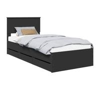 vidaXL Estructura de Cama Negro 90 x 190 cm Madera Ingenieril, Cama Moderna, diseño Minimalista, Mueble Rectangular, Pieza Funcional, Almacenamiento Oculto, solución para Dormir