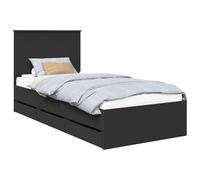 vidaXL Estructura de Cama Negro 90 x 190 cm Madera Ingenieril, Juego de Dormitorio Moderno, Estructura de Cama contemporánea, Muebles Elegantes, Soporte ergonómico del colchón