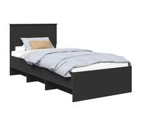 vidaXL Estructura de Cama Negro 90 x 200 cm Madera de ingeniería, Marco de Cama Rectangular de Madera, Muebles Modernos para Dormitorio, soluciones de sueño duraderas, diseño Minimalista para decorac