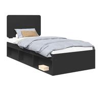 vidaXL Estructura de Cama Negro 90 x 200 cm Madera de Pino Macizo, Dormitorio, Rectangular, Estilo Moderno, Construcción Duradera, para Vivir contemporáneo, Diseño Compacto, Distribución versátil