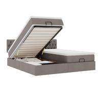 vidaXL Estructura de Cama otomana colchones Tela Gris Pardo 160x200cm, Marco de Cama, Marco de Cama otomana, Marco de Cama con Almacenamiento Debajo de la Cama