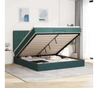 vidaXL Estructura de Cama otomana colchones Terciopelo Verde Oscuro