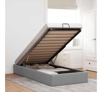 vidaXL Estructura de Cama otomana sin colchón Tela Gris Claro 90x200cm, Marco de Cama, Marco de Cama otomana, Marco de Cama con Almacenamiento Debajo de la Cama